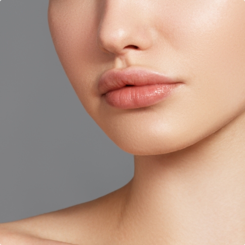 Close up of a person with plump lips