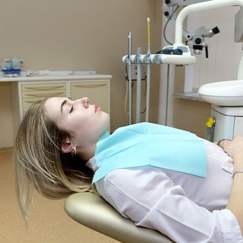 a patient relaxing at the dentist