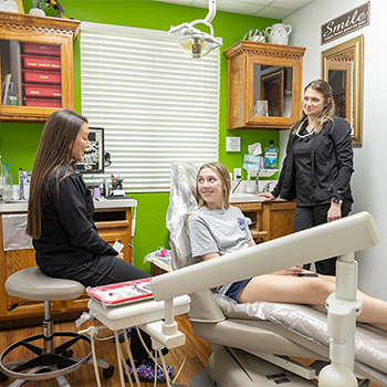 Young woman at a dental checkup