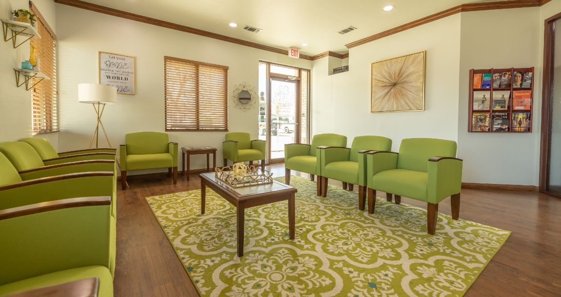 Welcoming reception area of dental office
