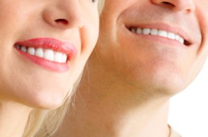 close up of man and woman smiling