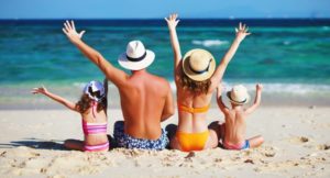 family on the beach